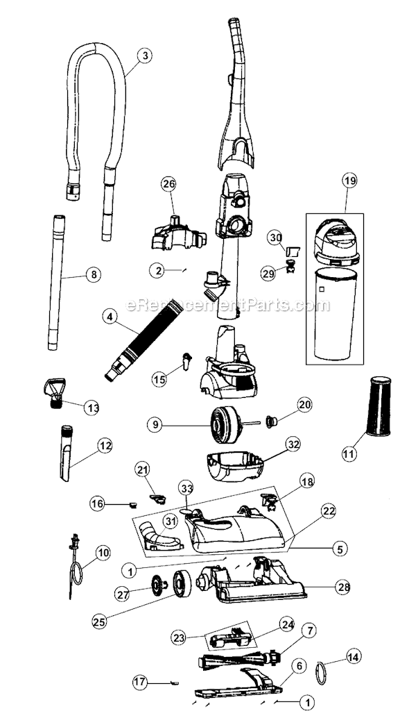 Page A Diagram and Parts List for M088105  Dirt Devil Upright Vacuum